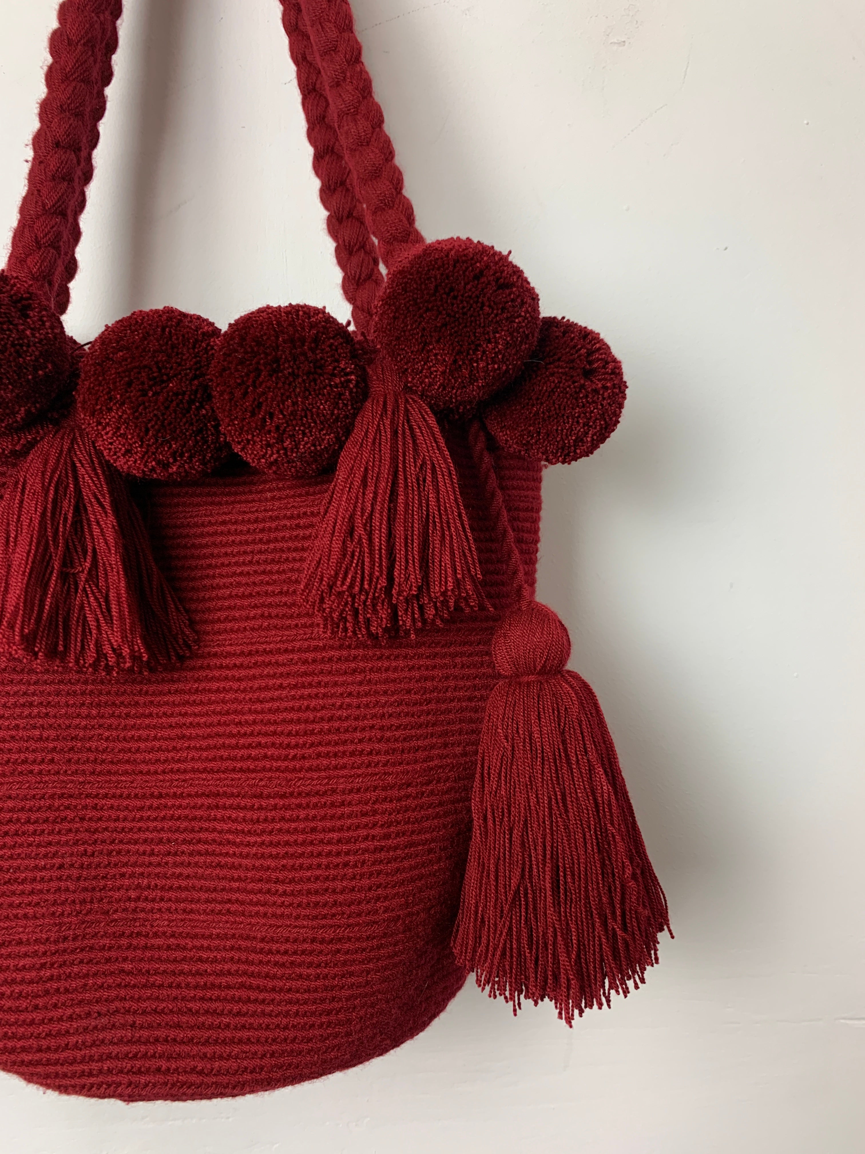 Columbia Collective Wayuu Berry Red Pom Pom Bag