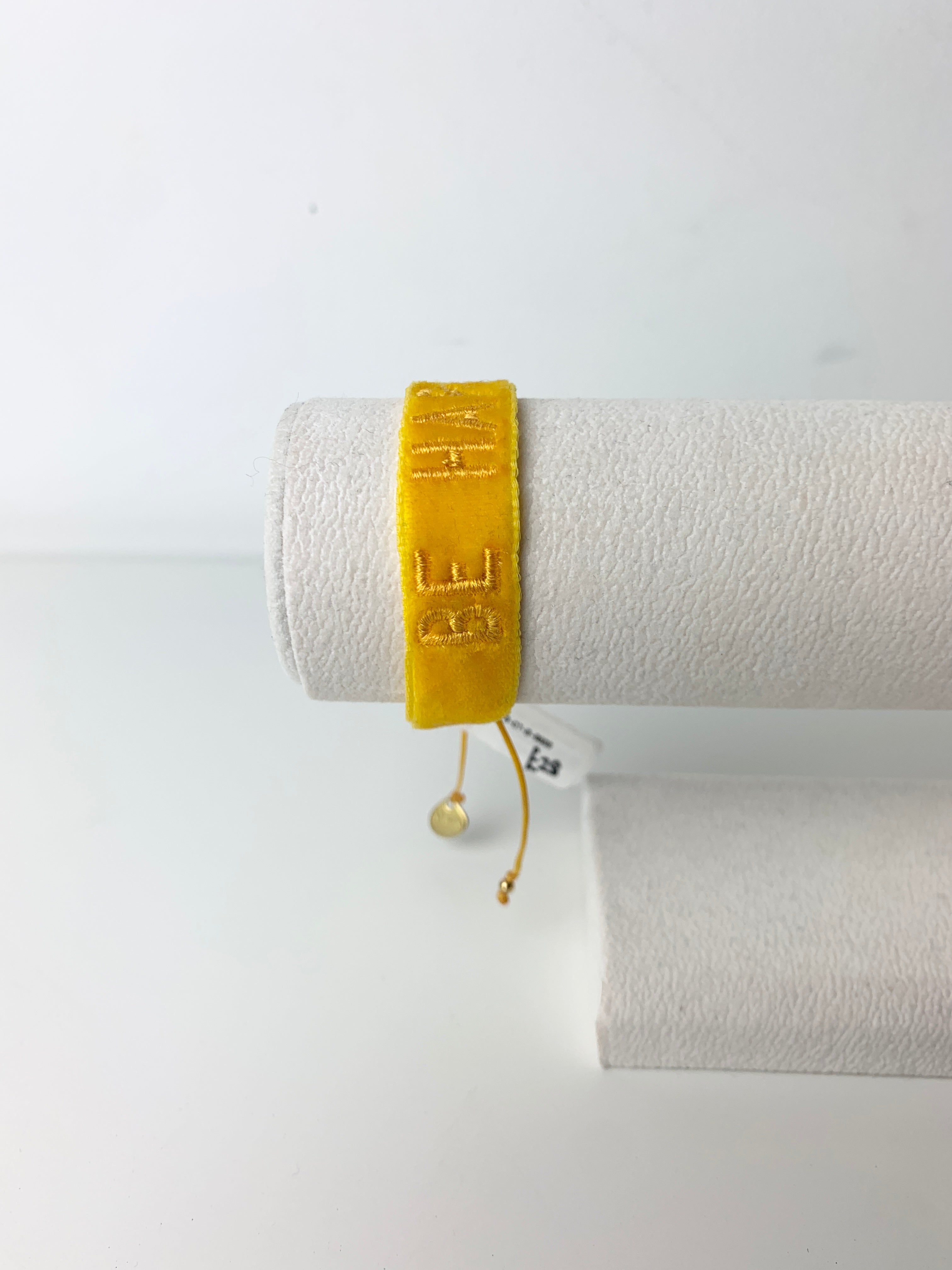 Mishky Yellow Velvet 'Be Happy' Bracelet