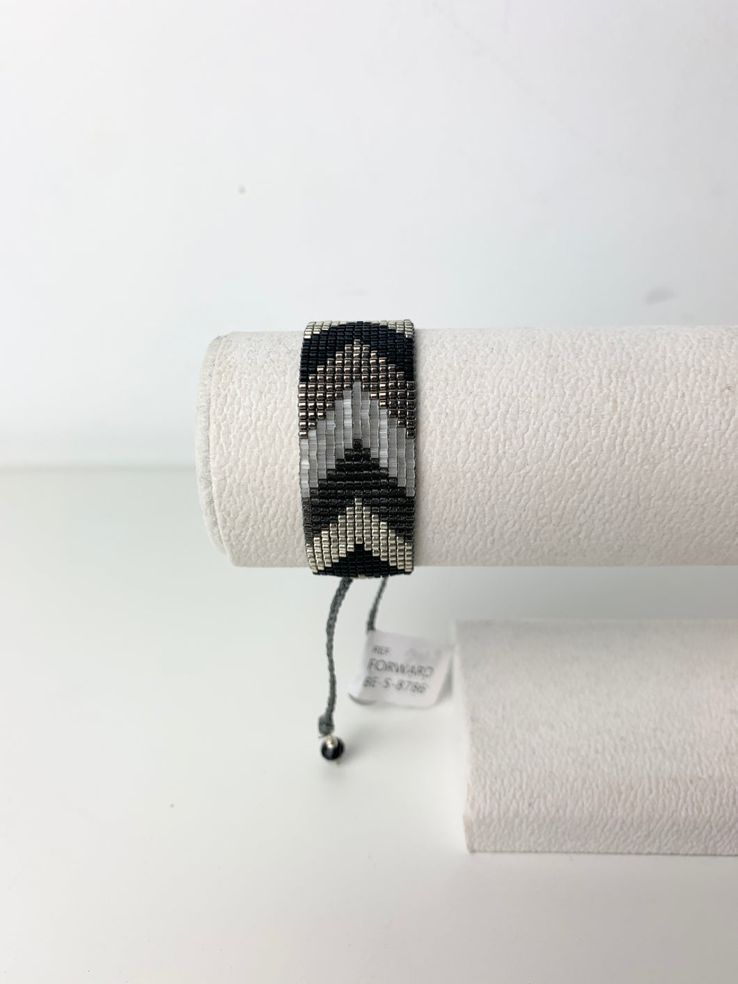 Mishky Silver and Grey Forward Beaded Bracelet