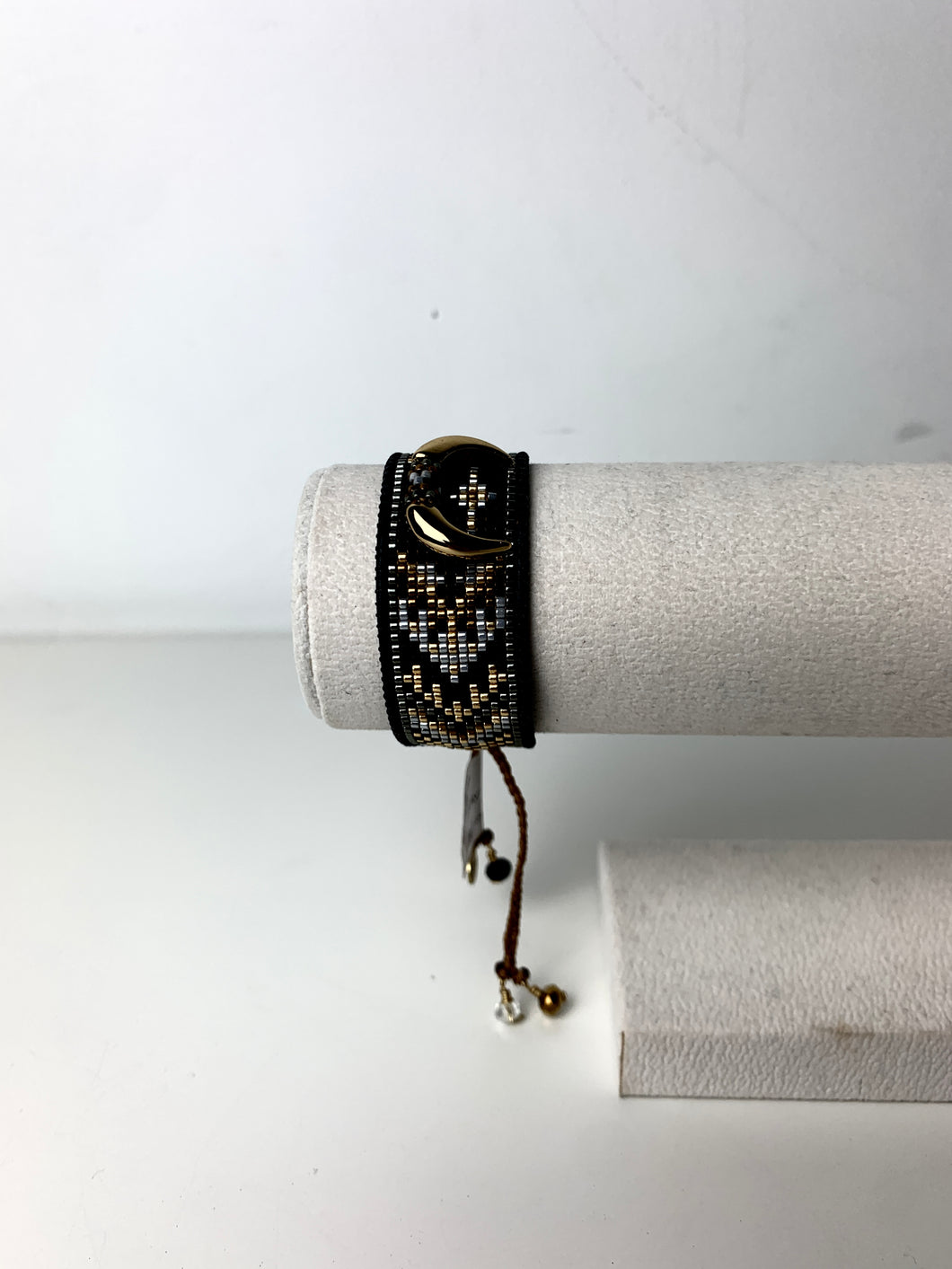 Mishky Black and Gold Crescent Beaded Bracelet