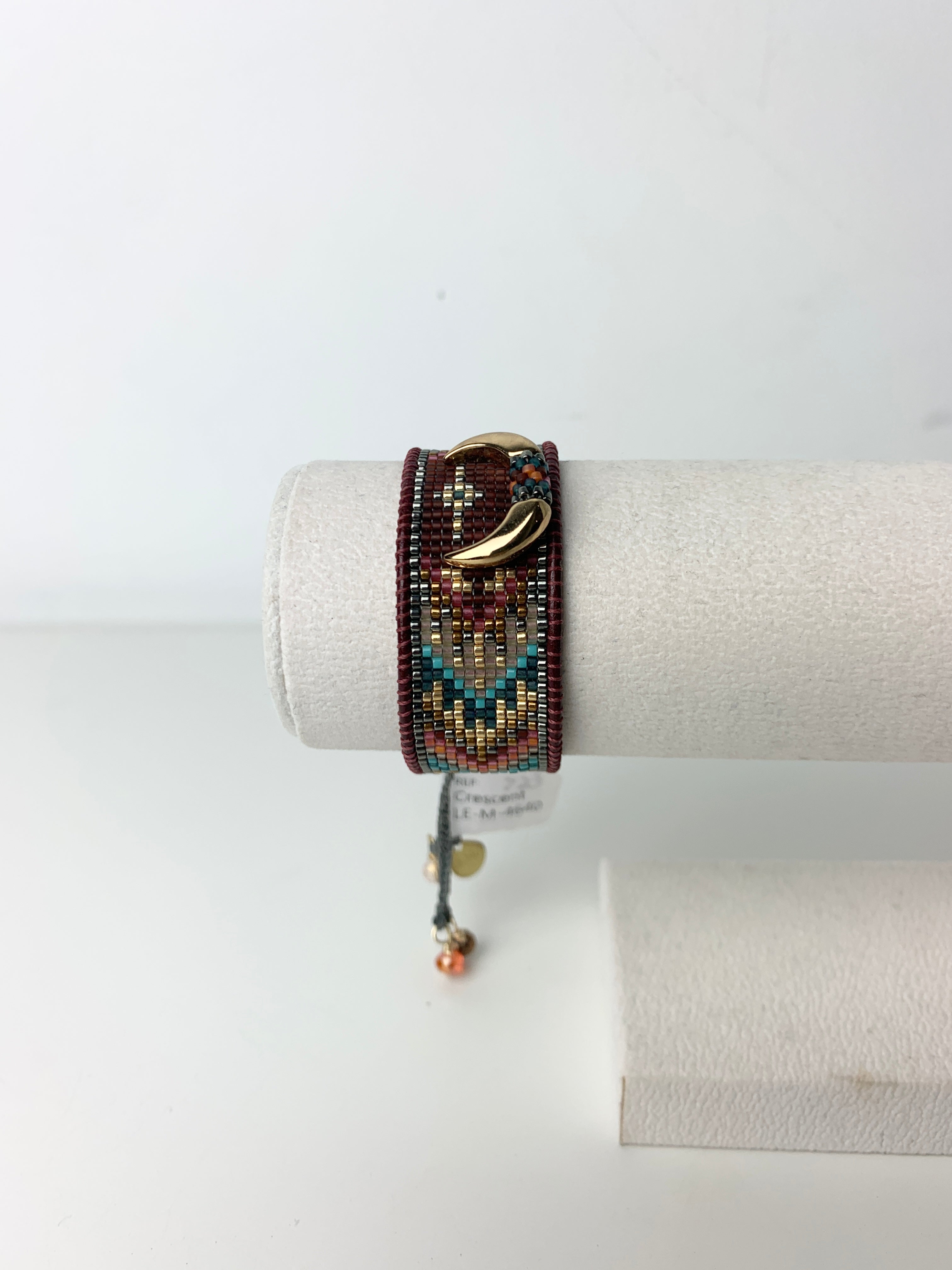 Mishky Tan and Turquoise Crescent Beaded Bracelet
