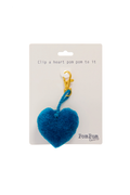 Pom Pom Heart Clip Turquoise
