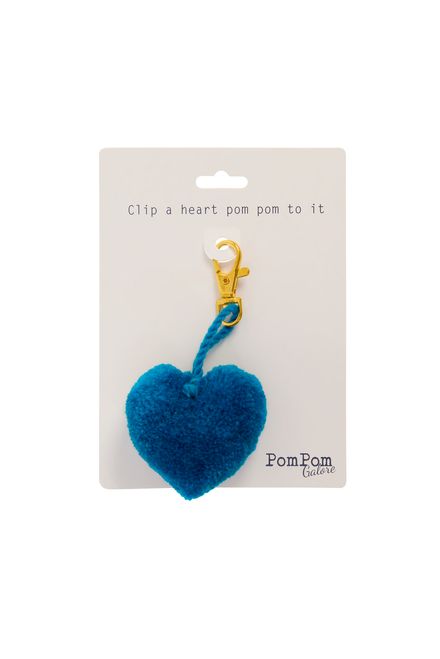 Pom Pom Heart Clip Turquoise