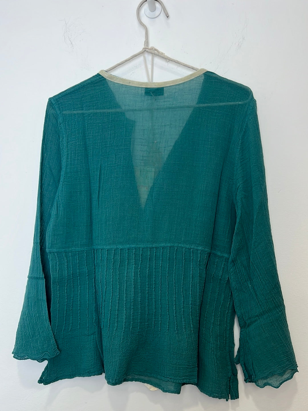 Ambas Italy Green Greca Cotton Shirt, Size M/L