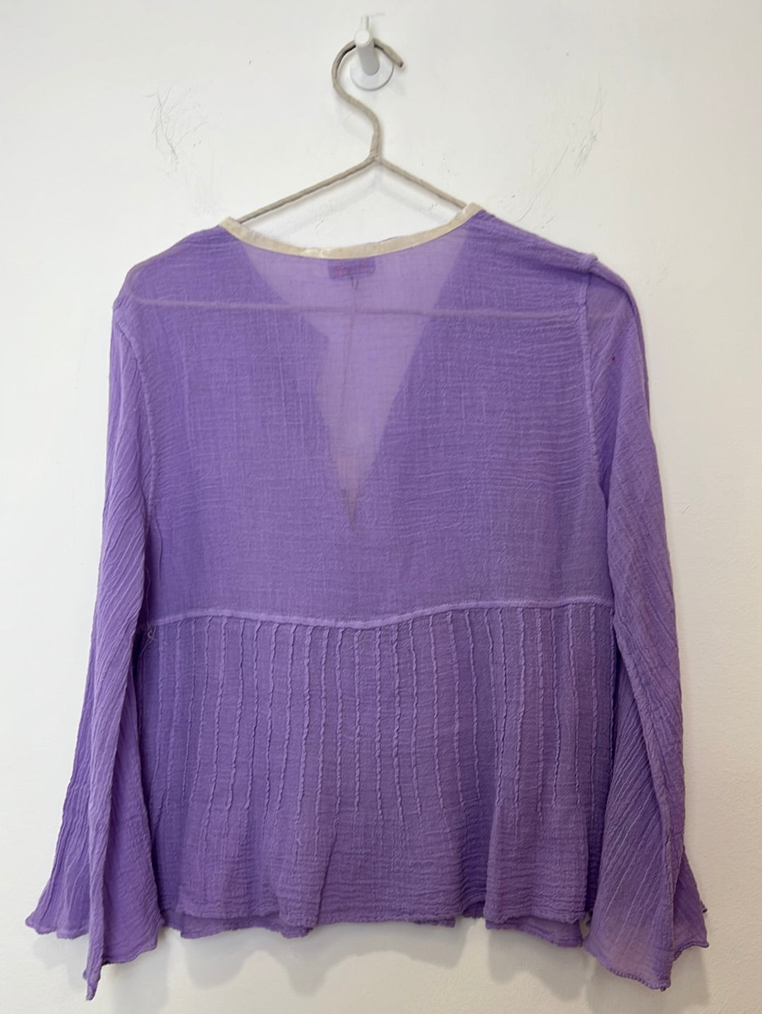 Ambas Italy Lavender Greca Cotton Shirt, Size M/L