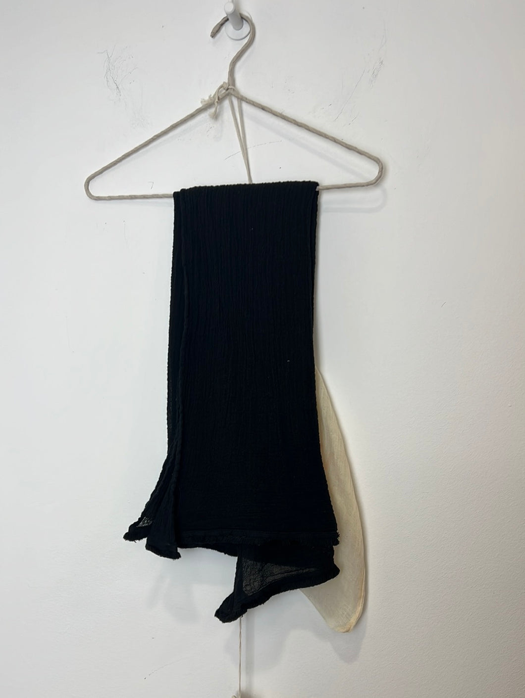 Ambas Italy Black Pareo Eyelash Cotton Wrap, Size O/S
