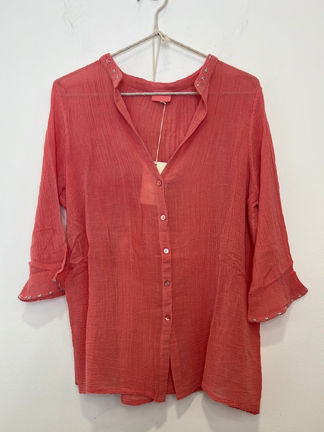 Ambas Italy Strawberry Bubu’s Cotton Beach Shirt, Size S/M